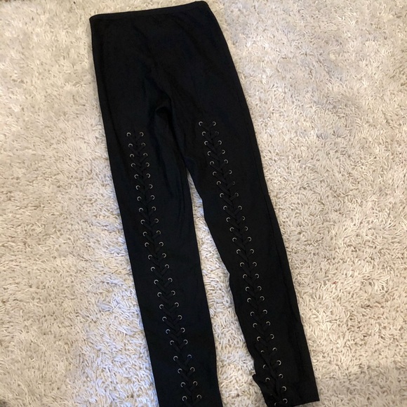 Black Laced Up Pants - Picture 2 of 5